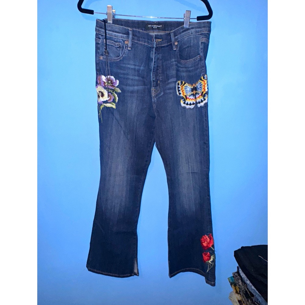 Cult of Individuality Womens High Rise Bootcut Jeans 32x32 Floral 78A2-HB08B